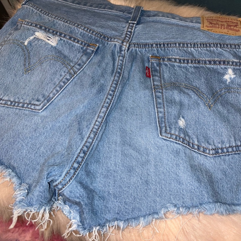 Levi's Light Blue Distressed Jean Shorts